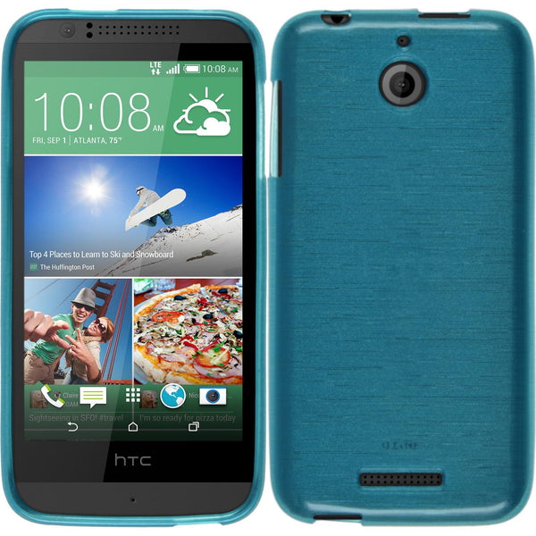 PhoneNatic Case kompatibel mit HTC Desire 510 - blau Silikon Hülle brushed + 2 Schutzfolien