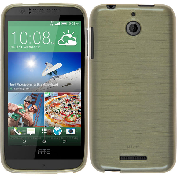 PhoneNatic Case kompatibel mit HTC Desire 510 - gold Silikon Hülle brushed + 2 Schutzfolien