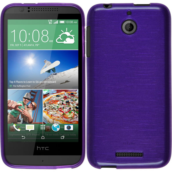 PhoneNatic Case kompatibel mit HTC Desire 510 - lila Silikon Hülle brushed + 2 Schutzfolien