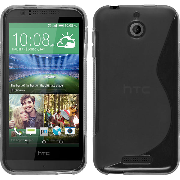 PhoneNatic Case kompatibel mit HTC Desire 510 - grau Silikon Hülle S-Style + 2 Schutzfolien