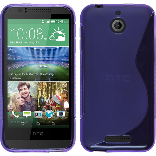 PhoneNatic Case kompatibel mit HTC Desire 510 - lila Silikon Hülle S-Style + 2 Schutzfolien