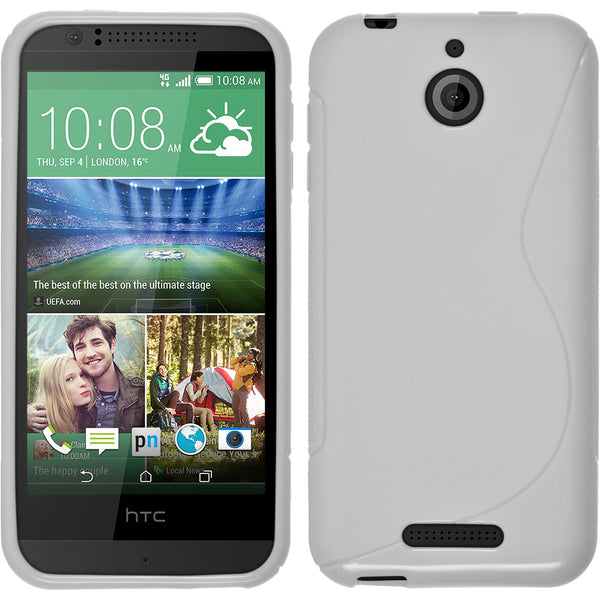 PhoneNatic Case kompatibel mit HTC Desire 510 - weiﬂ Silikon Hülle S-Style + 2 Schutzfolien