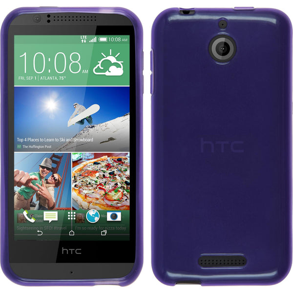 PhoneNatic Case kompatibel mit HTC Desire 510 - lila Silikon Hülle transparent + 2 Schutzfolien