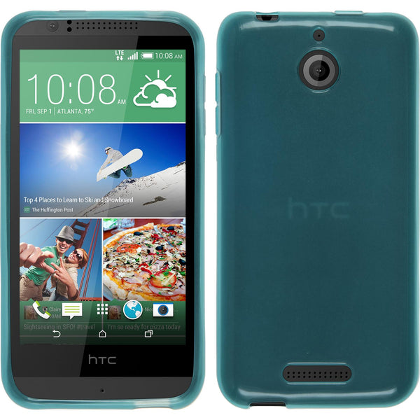 PhoneNatic Case kompatibel mit HTC Desire 510 - türkis Silikon Hülle transparent + 2 Schutzfolien