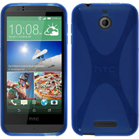 PhoneNatic Case kompatibel mit HTC Desire 510 - blau Silikon Hülle X-Style + 2 Schutzfolien