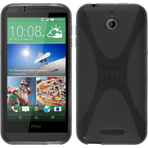 PhoneNatic Case kompatibel mit HTC Desire 510 - grau Silikon Hülle X-Style + 2 Schutzfolien