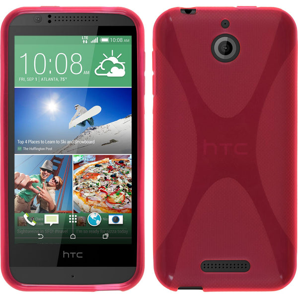 PhoneNatic Case kompatibel mit HTC Desire 510 - pink Silikon Hülle X-Style + 2 Schutzfolien
