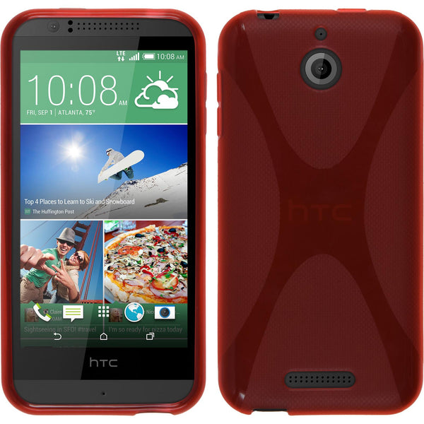 PhoneNatic Case kompatibel mit HTC Desire 510 - rot Silikon Hülle X-Style + 2 Schutzfolien