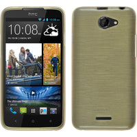PhoneNatic Case kompatibel mit HTC Desire 516 - gold Silikon Hülle brushed + 2 Schutzfolien