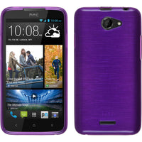 PhoneNatic Case kompatibel mit HTC Desire 516 - lila Silikon Hülle brushed + 2 Schutzfolien