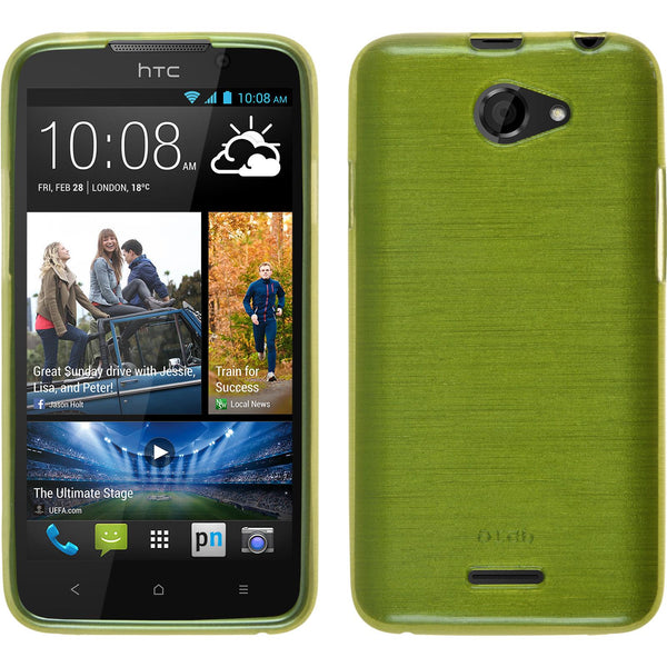 PhoneNatic Case kompatibel mit HTC Desire 516 - pastellgrün Silikon Hülle brushed + 2 Schutzfolien