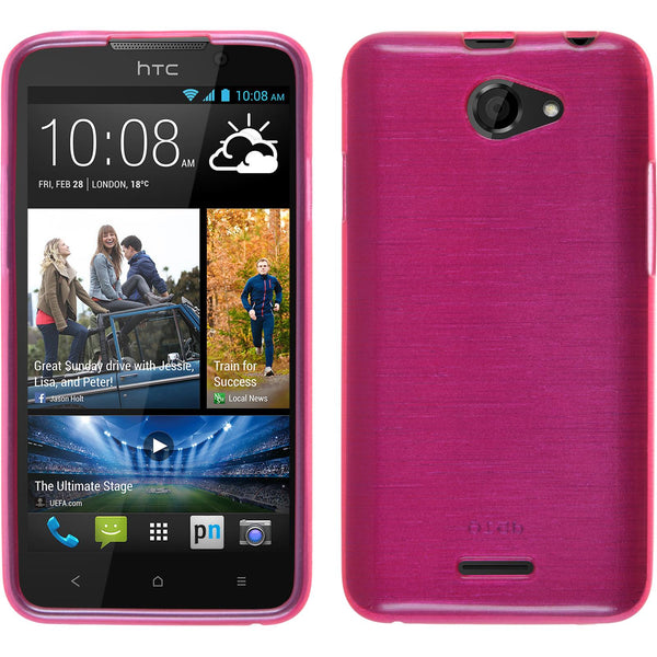 PhoneNatic Case kompatibel mit HTC Desire 516 - pink Silikon Hülle brushed + 2 Schutzfolien