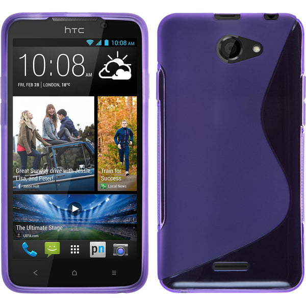 PhoneNatic Case kompatibel mit HTC Desire 516 - lila Silikon Hülle S-Style + 2 Schutzfolien