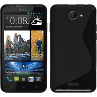 PhoneNatic Case kompatibel mit HTC Desire 516 - schwarz Silikon Hülle S-Style + 2 Schutzfolien