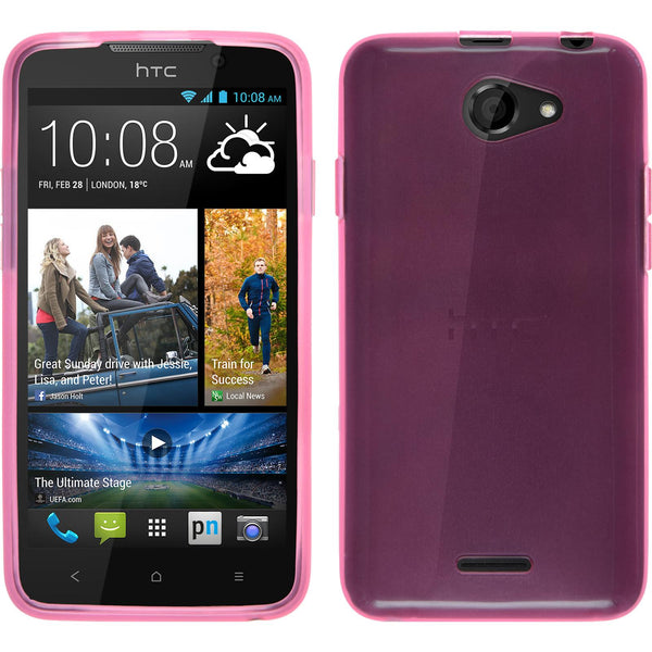 PhoneNatic Case kompatibel mit HTC Desire 516 - rosa Silikon Hülle transparent + 2 Schutzfolien