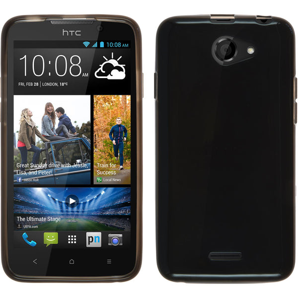 PhoneNatic Case kompatibel mit HTC Desire 516 - schwarz Silikon Hülle transparent + 2 Schutzfolien
