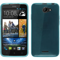 PhoneNatic Case kompatibel mit HTC Desire 516 - türkis Silikon Hülle transparent + 2 Schutzfolien