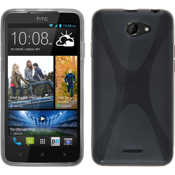 PhoneNatic Case kompatibel mit HTC Desire 516 - grau Silikon Hülle X-Style + 2 Schutzfolien