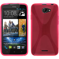 PhoneNatic Case kompatibel mit HTC Desire 516 - pink Silikon Hülle X-Style + 2 Schutzfolien