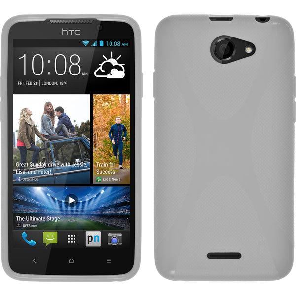PhoneNatic Case kompatibel mit HTC Desire 516 - weiß Silikon Hülle X-Style + 2 Schutzfolien