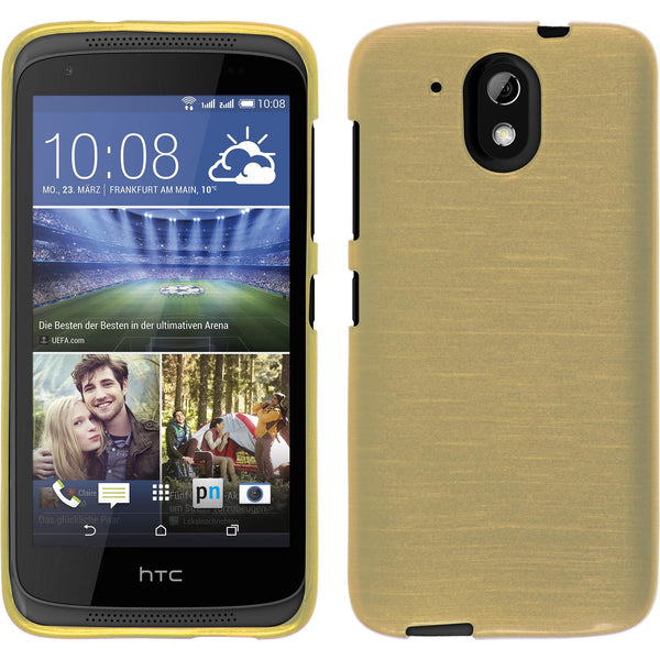 PhoneNatic Case kompatibel mit HTC Desire 526G+ - gold Silikon Hülle brushed + 2 Schutzfolien