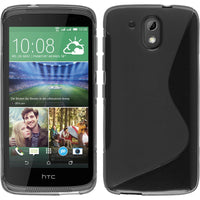 PhoneNatic Case kompatibel mit HTC Desire 526G+ - grau Silikon Hülle S-Style + 2 Schutzfolien