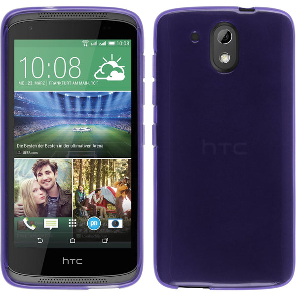 PhoneNatic Case kompatibel mit HTC Desire 526G+ - lila Silikon Hülle transparent + 2 Schutzfolien