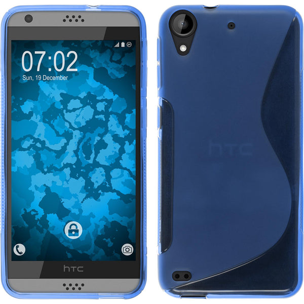 PhoneNatic Case kompatibel mit HTC Desire 530 - blau Silikon Hülle S-Style + 2 Schutzfolien