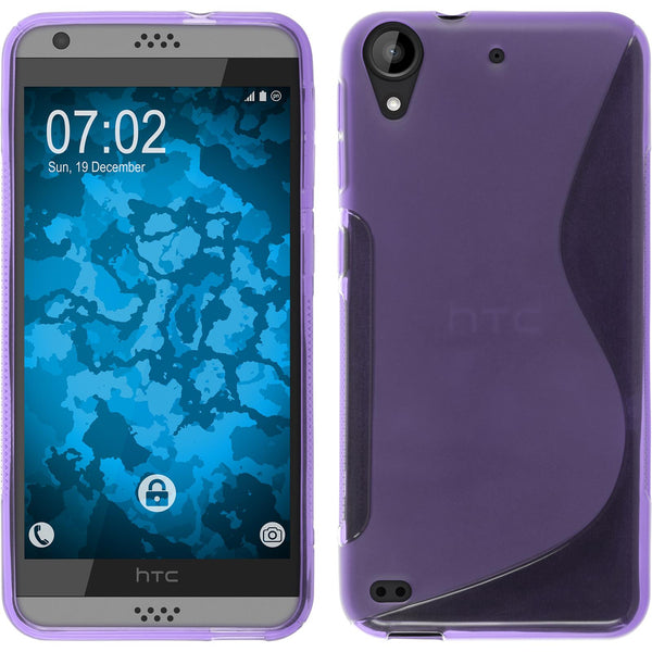 PhoneNatic Case kompatibel mit HTC Desire 530 - lila Silikon Hülle S-Style + 2 Schutzfolien