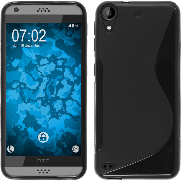 PhoneNatic Case kompatibel mit HTC Desire 530 - schwarz Silikon Hülle S-Style + 2 Schutzfolien