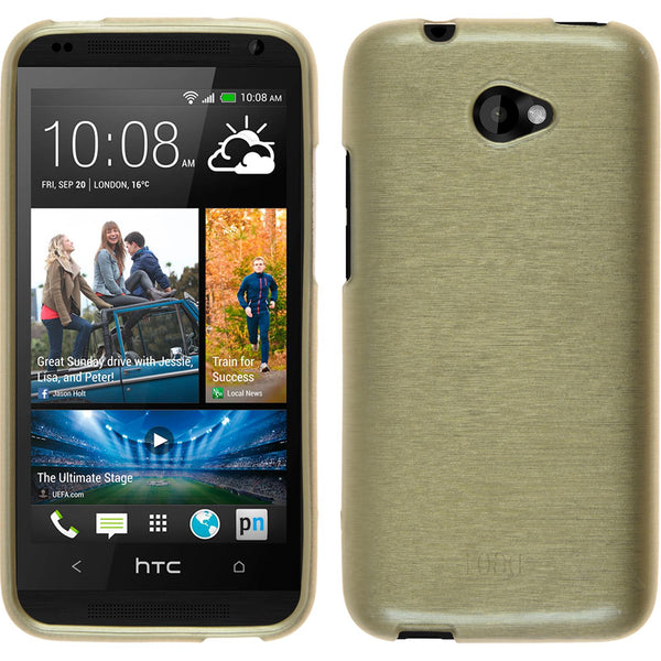 PhoneNatic Case kompatibel mit HTC Desire 601 - gold Silikon Hülle brushed + 2 Schutzfolien