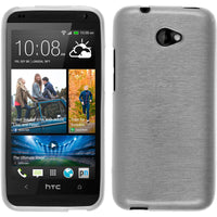 PhoneNatic Case kompatibel mit HTC Desire 601 - weiﬂ Silikon Hülle brushed + 2 Schutzfolien