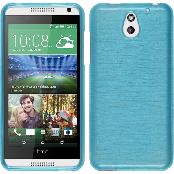 PhoneNatic Case kompatibel mit HTC Desire 610 - blau Silikon Hülle brushed + 2 Schutzfolien
