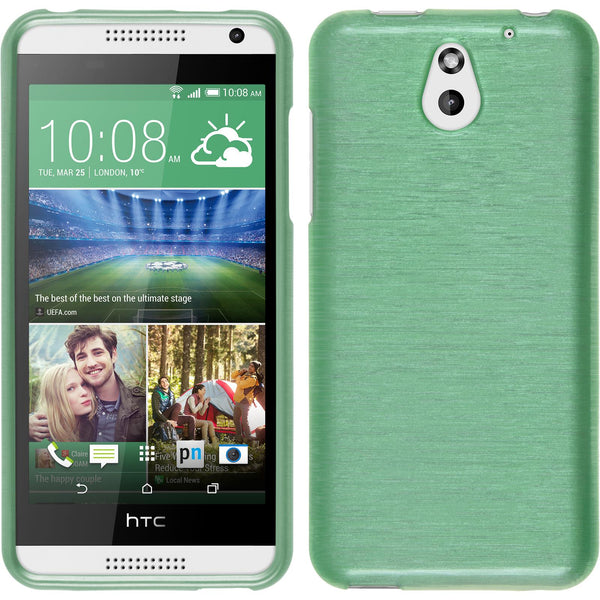 PhoneNatic Case kompatibel mit HTC Desire 610 - grün Silikon Hülle brushed + 2 Schutzfolien