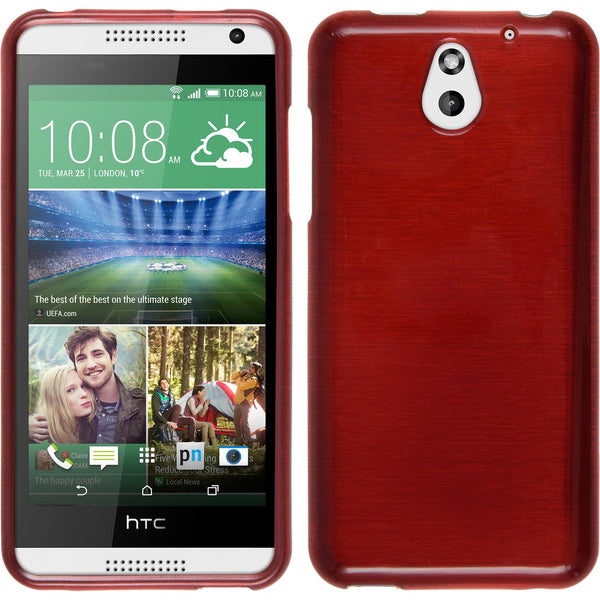 PhoneNatic Case kompatibel mit HTC Desire 610 - rot Silikon Hülle brushed + 2 Schutzfolien