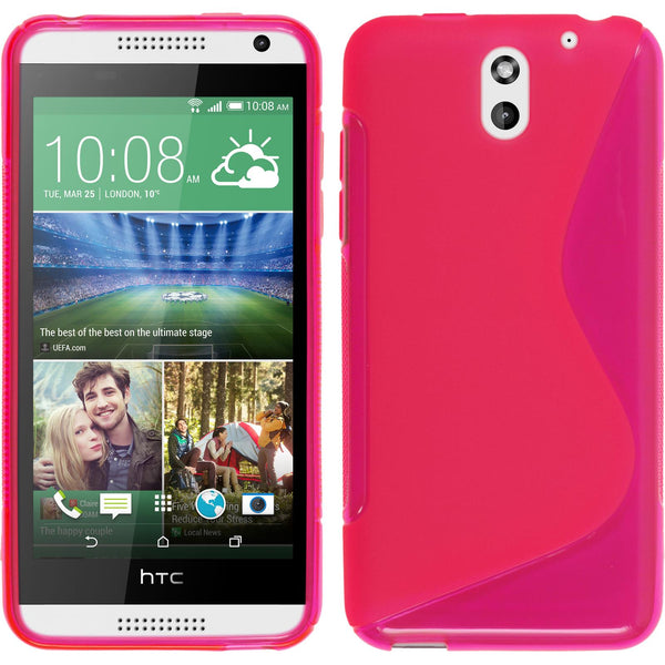 PhoneNatic Case kompatibel mit HTC Desire 610 - pink Silikon Hülle S-Style + 2 Schutzfolien
