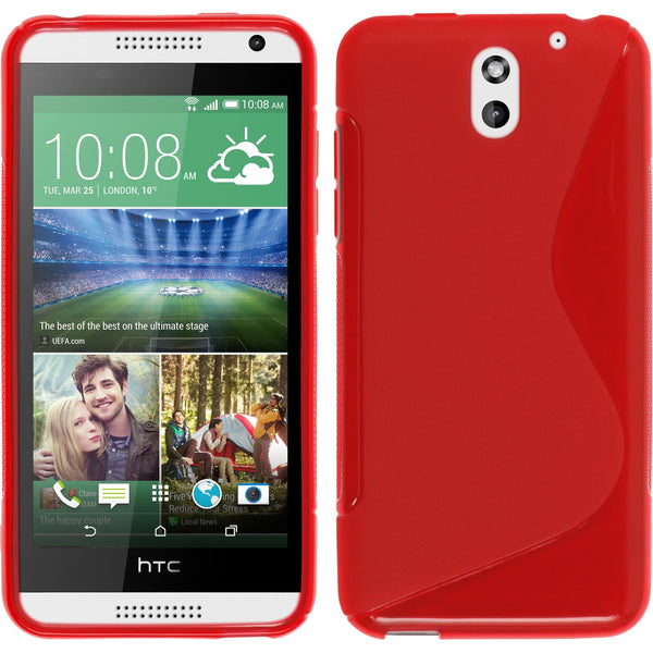 PhoneNatic Case kompatibel mit HTC Desire 610 - rot Silikon Hülle S-Style + 2 Schutzfolien