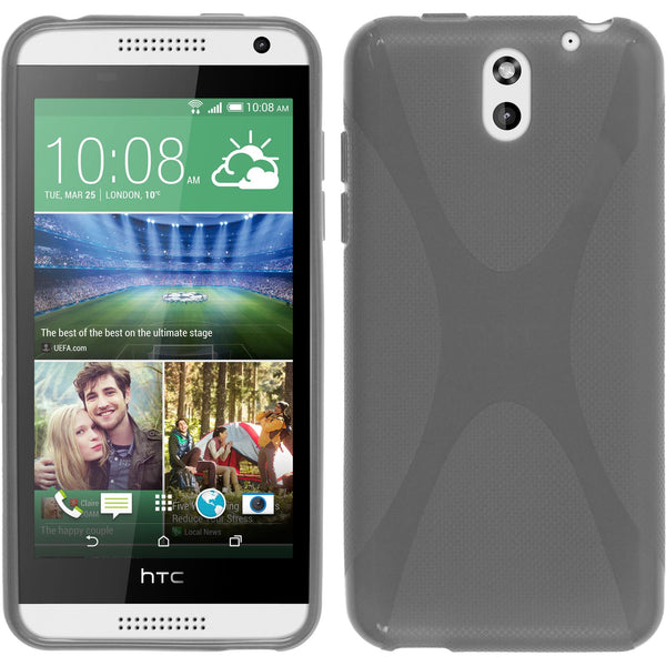 PhoneNatic Case kompatibel mit HTC Desire 610 - grau Silikon Hülle X-Style + 2 Schutzfolien