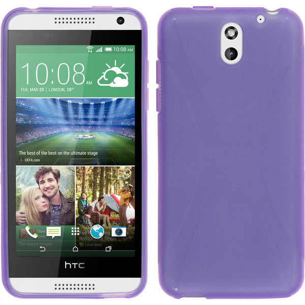 PhoneNatic Case kompatibel mit HTC Desire 610 - lila Silikon Hülle X-Style + 2 Schutzfolien
