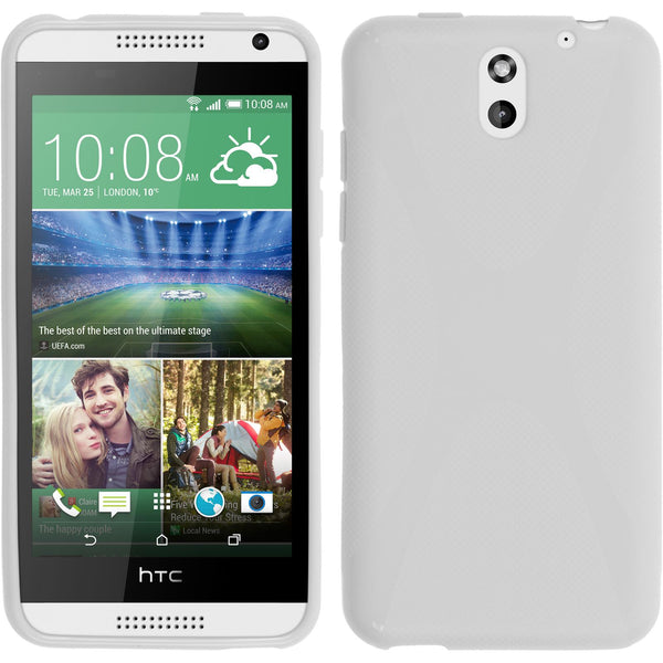PhoneNatic Case kompatibel mit HTC Desire 610 - weiﬂ Silikon Hülle X-Style + 2 Schutzfolien