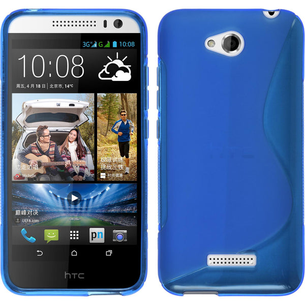 PhoneNatic Case kompatibel mit HTC Desire 616 - blau Silikon Hülle S-Style + 2 Schutzfolien