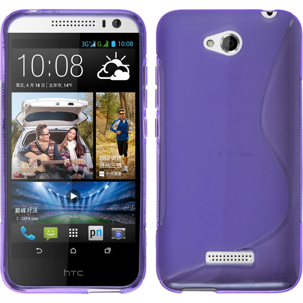 PhoneNatic Case kompatibel mit HTC Desire 616 - lila Silikon Hülle S-Style + 2 Schutzfolien