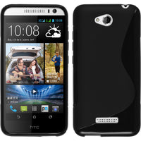 PhoneNatic Case kompatibel mit HTC Desire 616 - schwarz Silikon Hülle S-Style + 2 Schutzfolien