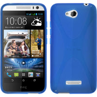 PhoneNatic Case kompatibel mit HTC Desire 616 - blau Silikon Hülle X-Style + 2 Schutzfolien