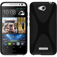 PhoneNatic Case kompatibel mit HTC Desire 616 - schwarz Silikon Hülle X-Style + 2 Schutzfolien