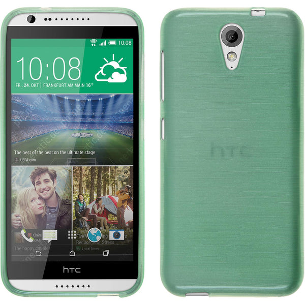 PhoneNatic Case kompatibel mit HTC Desire 620 - grün Silikon Hülle brushed + 2 Schutzfolien