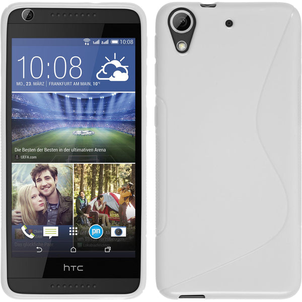 PhoneNatic Case kompatibel mit HTC Desire 626 - weiß Silikon Hülle S-Style + 2 Schutzfolien