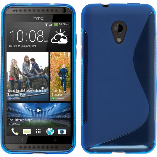 PhoneNatic Case kompatibel mit HTC Desire 700 - blau Silikon Hülle S-Style + 2 Schutzfolien