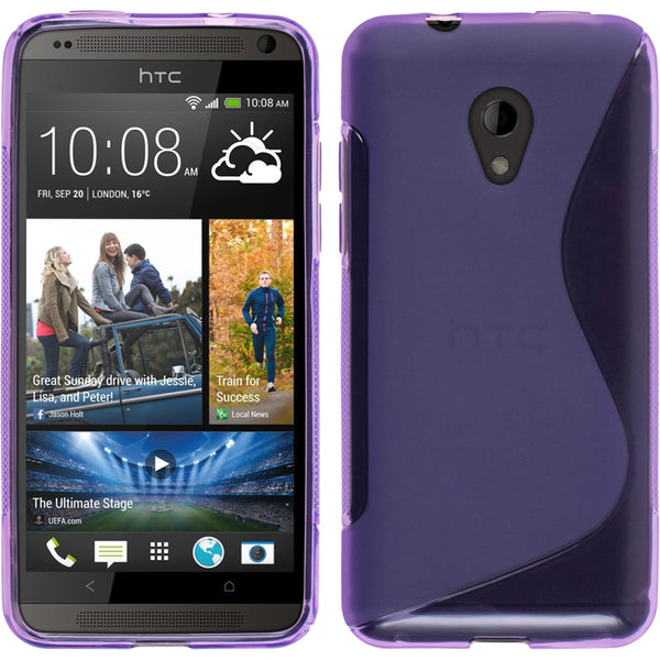 PhoneNatic Case kompatibel mit HTC Desire 700 - lila Silikon Hülle S-Style + 2 Schutzfolien