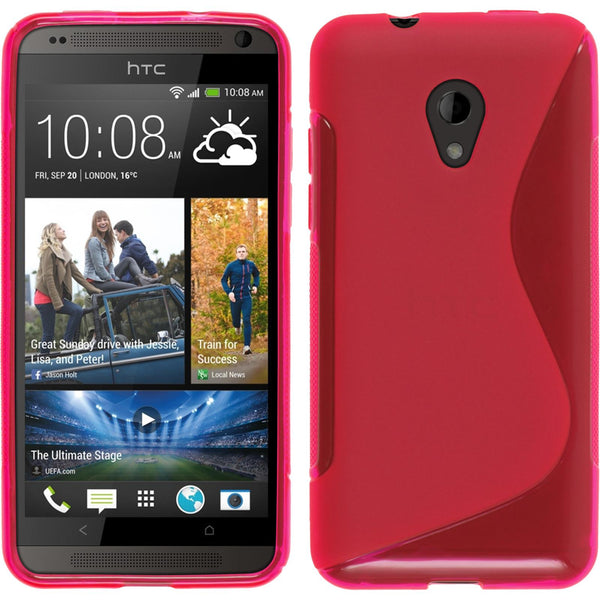 PhoneNatic Case kompatibel mit HTC Desire 700 - pink Silikon Hülle S-Style + 2 Schutzfolien